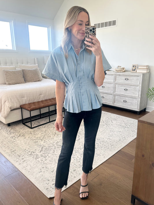Pintuck Blouse- Blue