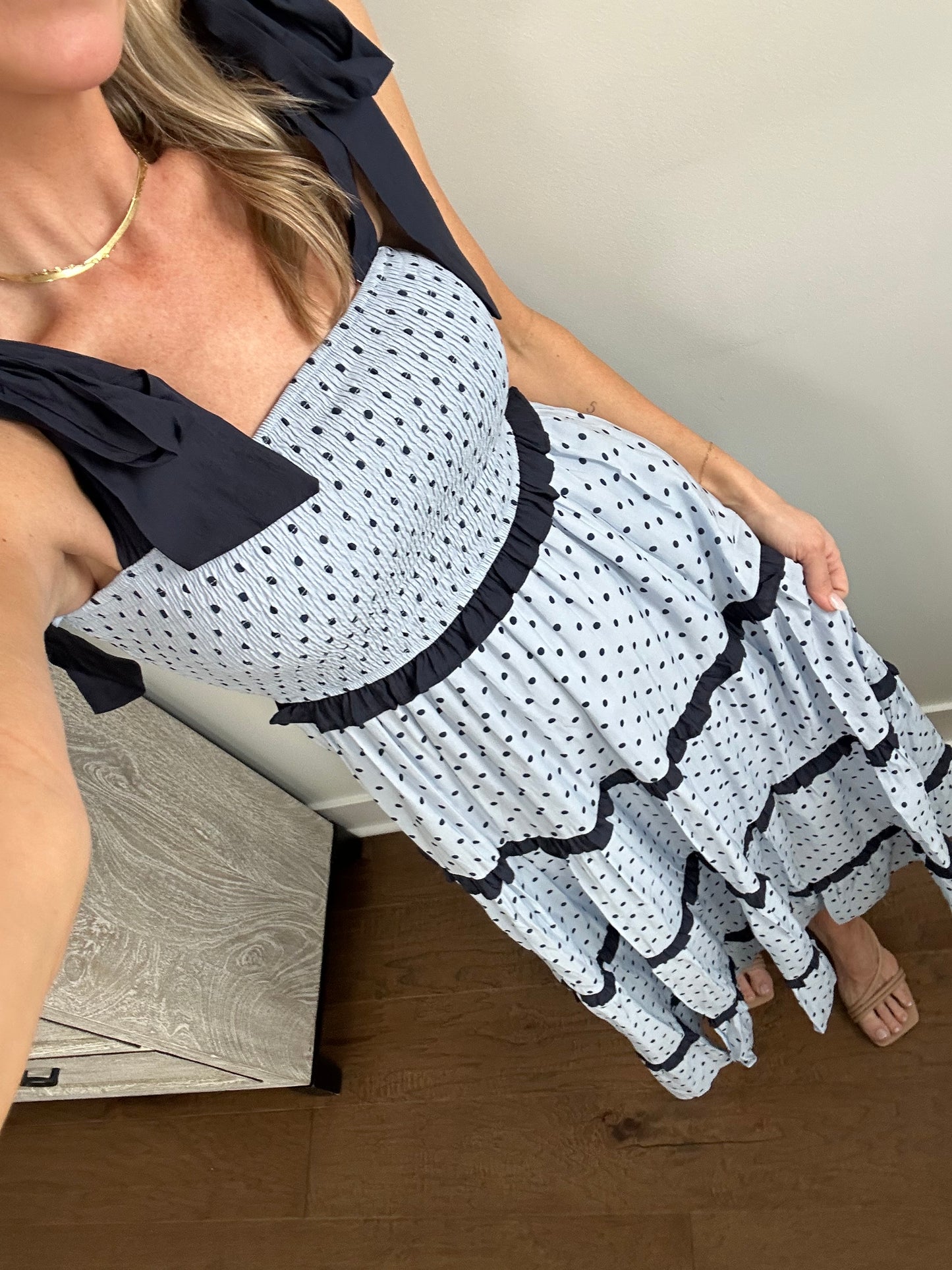 Polka Dot Blue/Navy Maxi Dress