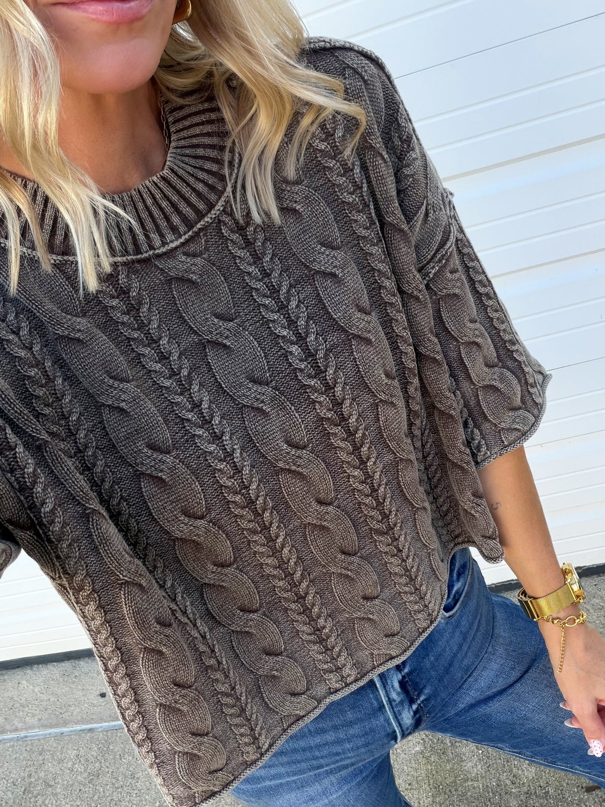 Brown Cable Knit Sweater