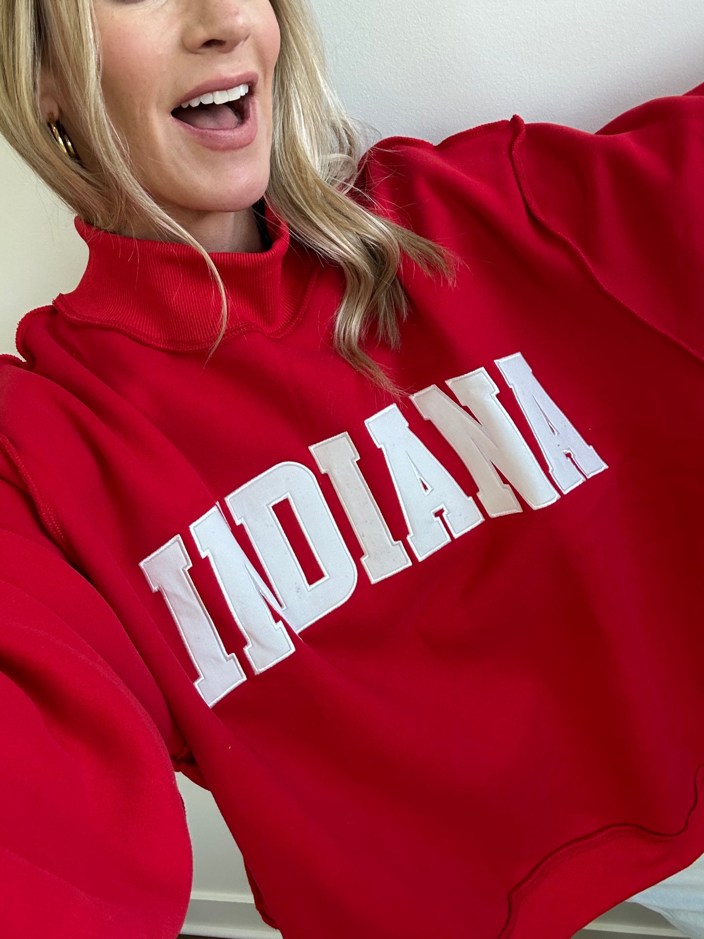 Red Indiana Mock Neck Sweatshirt