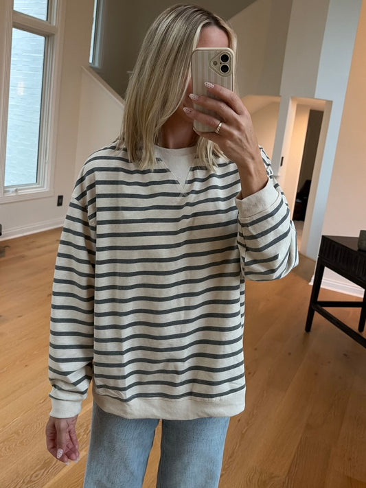 Grey Striped Pullover