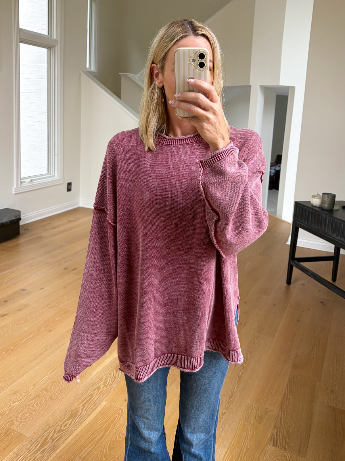 Burgundy Drop Sleeve Sweater