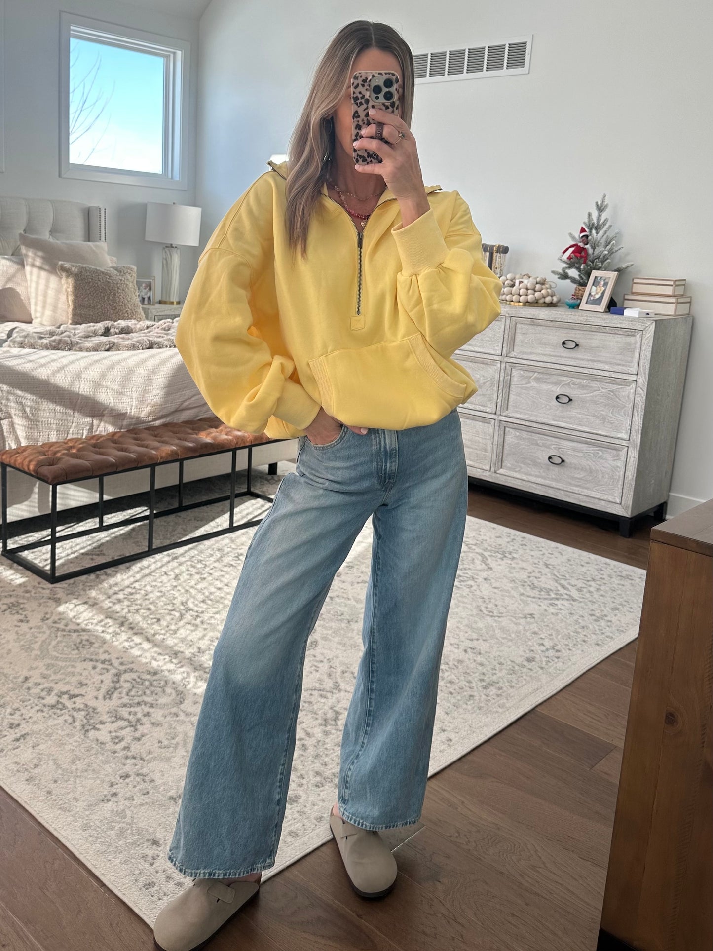 Half Zip Hoodie- Lemon