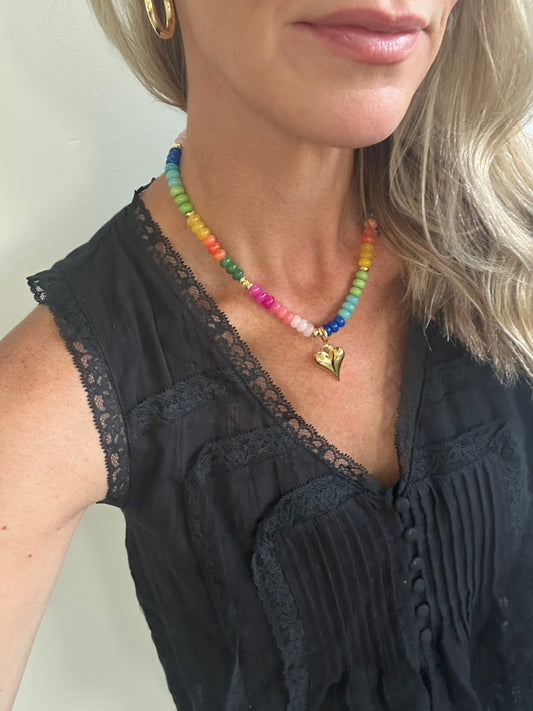 Summer Beaded Heart Necklace