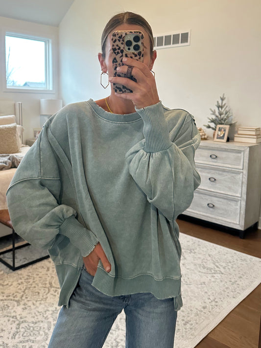 Oversized Sweatshirt- Denim Blue