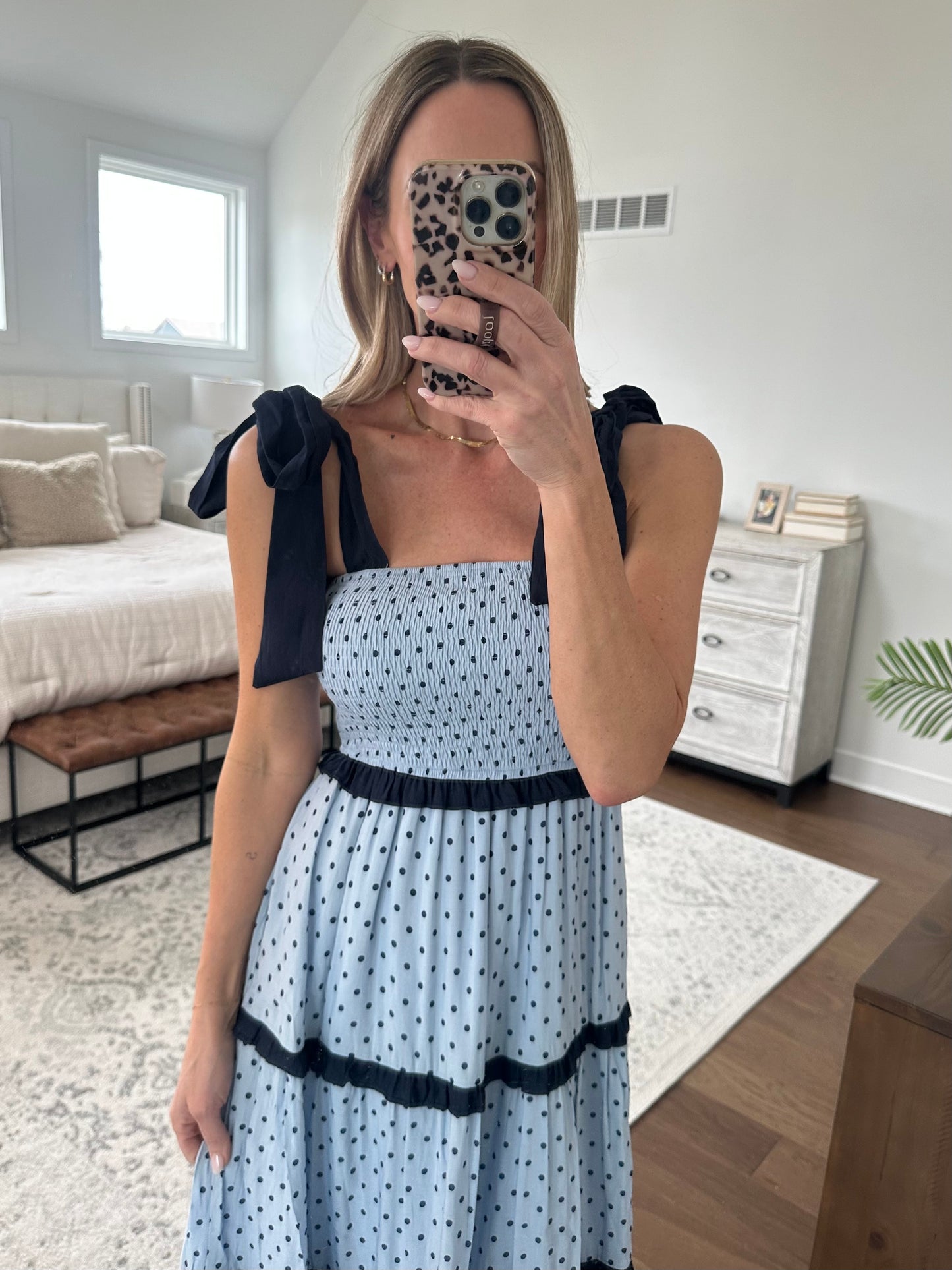 Polka Dot Blue/Navy Maxi Dress