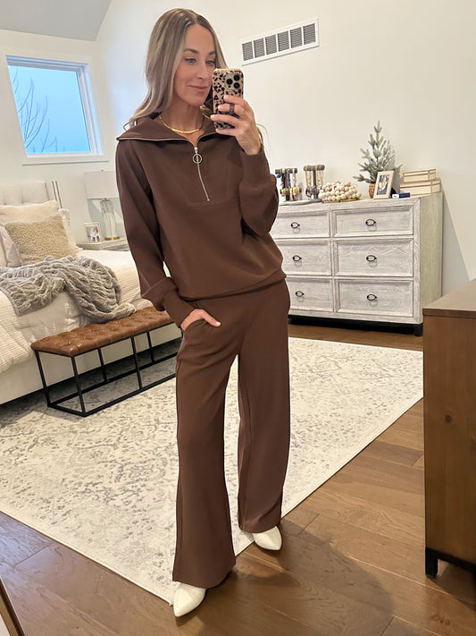 Half Zip Set - Brown