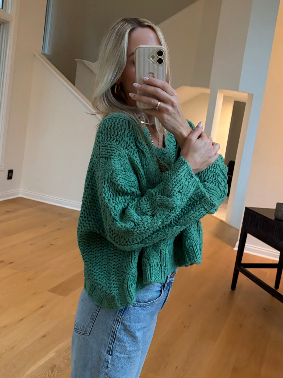Loose Knit Sweater- Green
