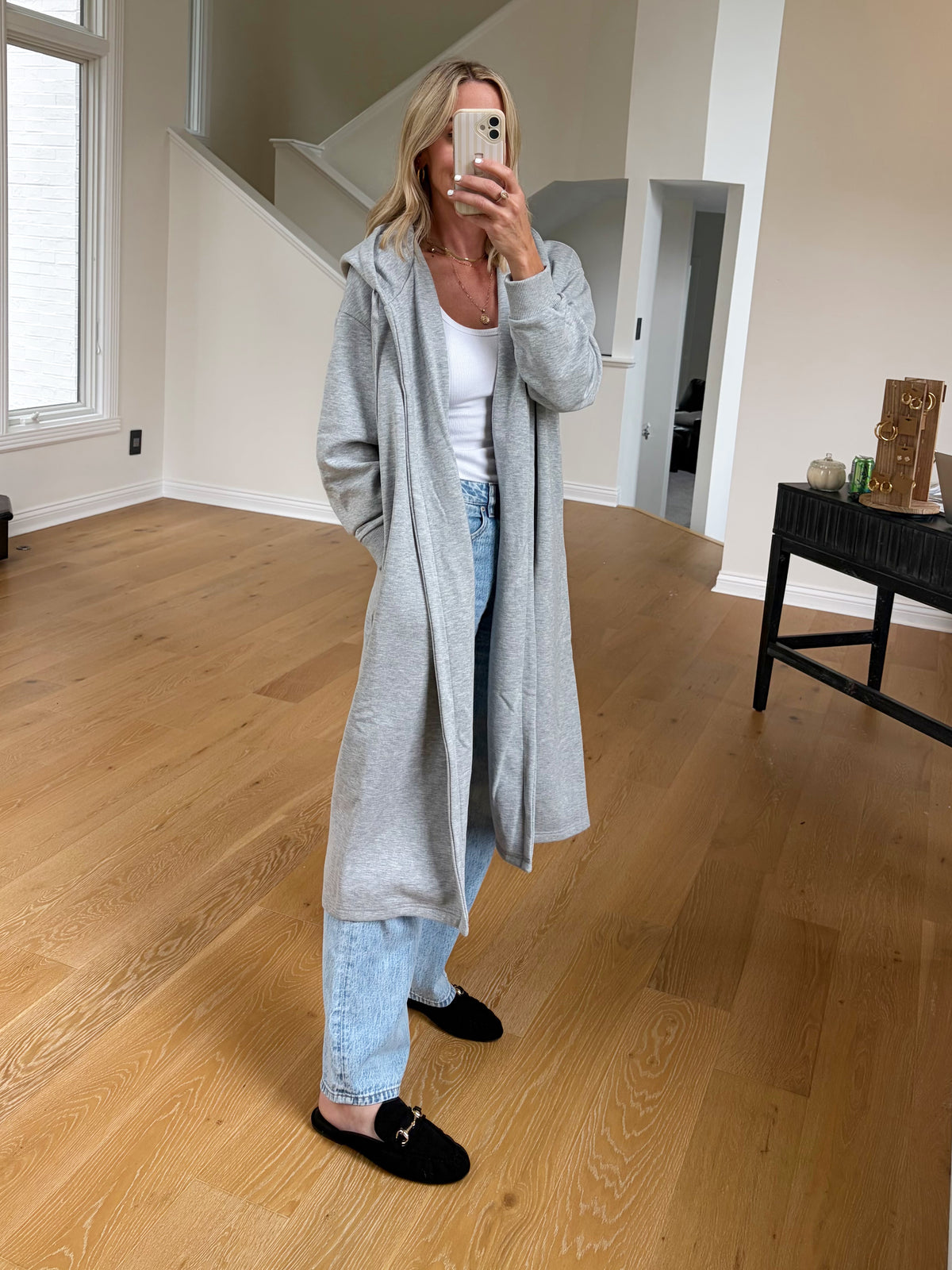 Hooded Duster- Heather Grey