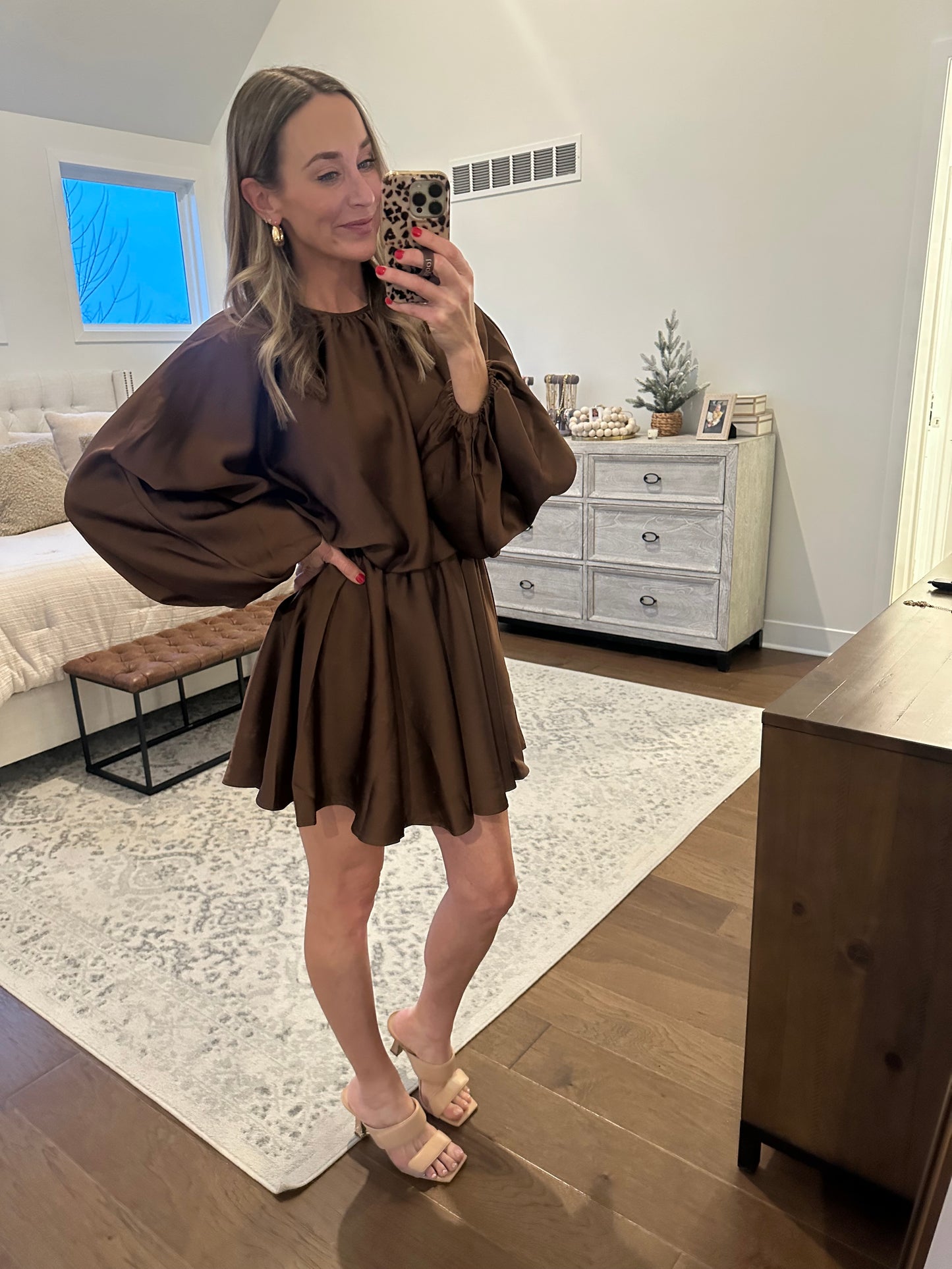Chocolate Brown Satin Dress