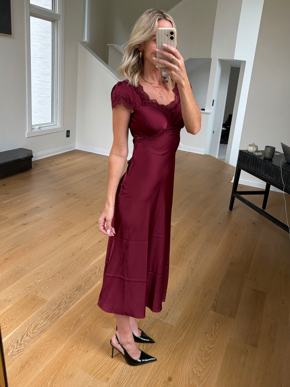 Burgundy Satin Dress
