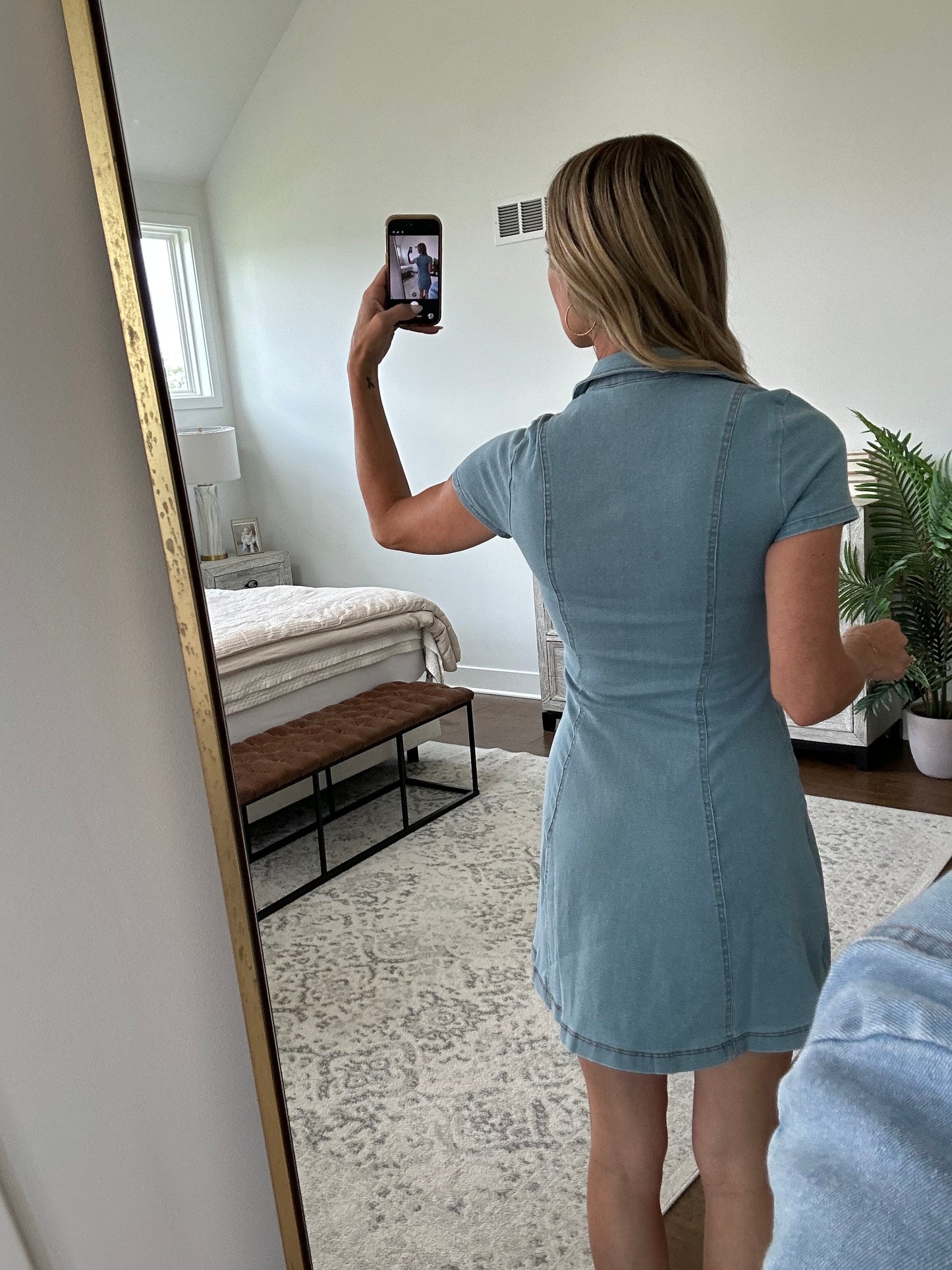 Zip Front Denim Dress