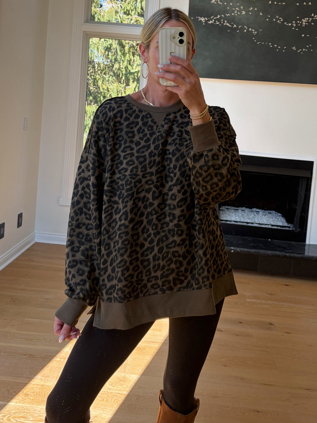 Olive Leopard Top