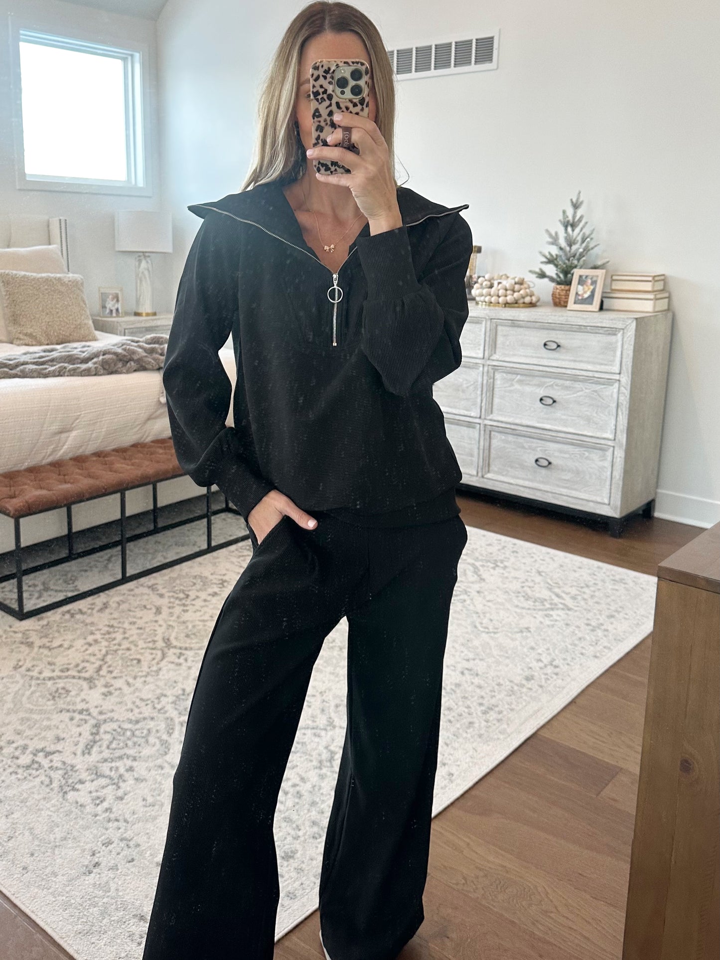 Half Zip Set - Black