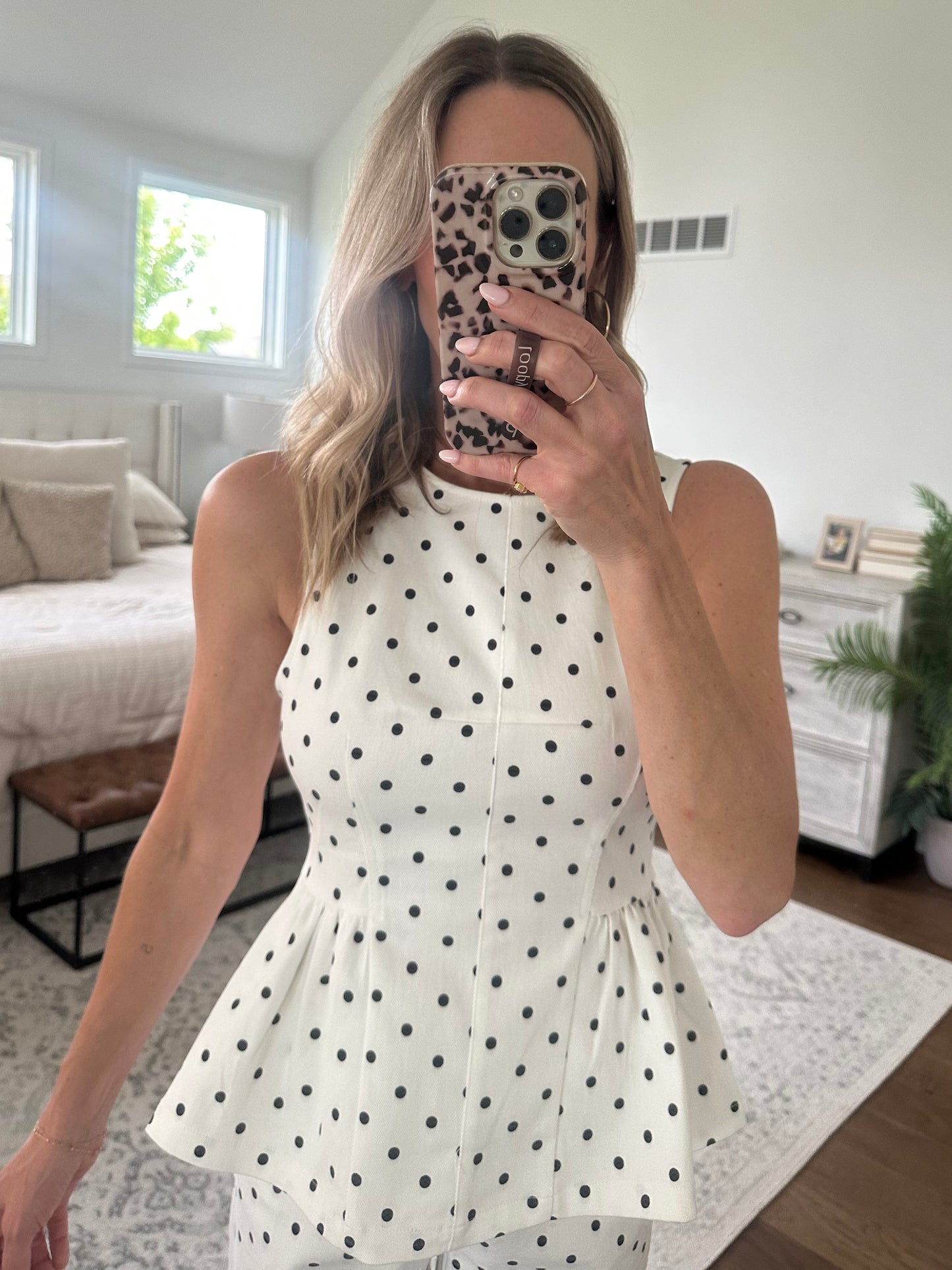 Polka Dot Peplum Top