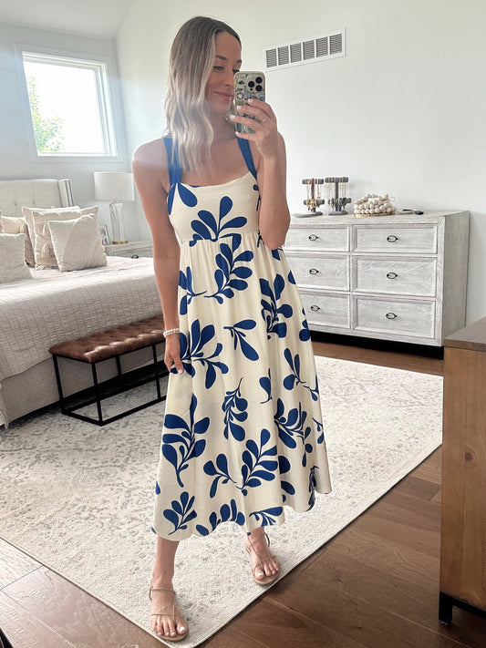 Leaf Print Midi Dress