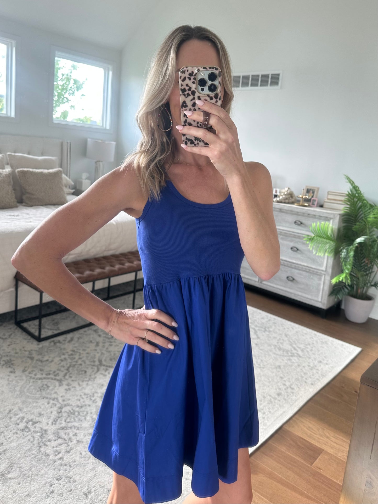 Woven Tank Dress- Blue