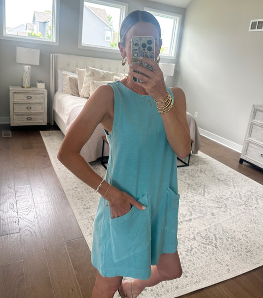 Sky Blue Sleeveless Romper