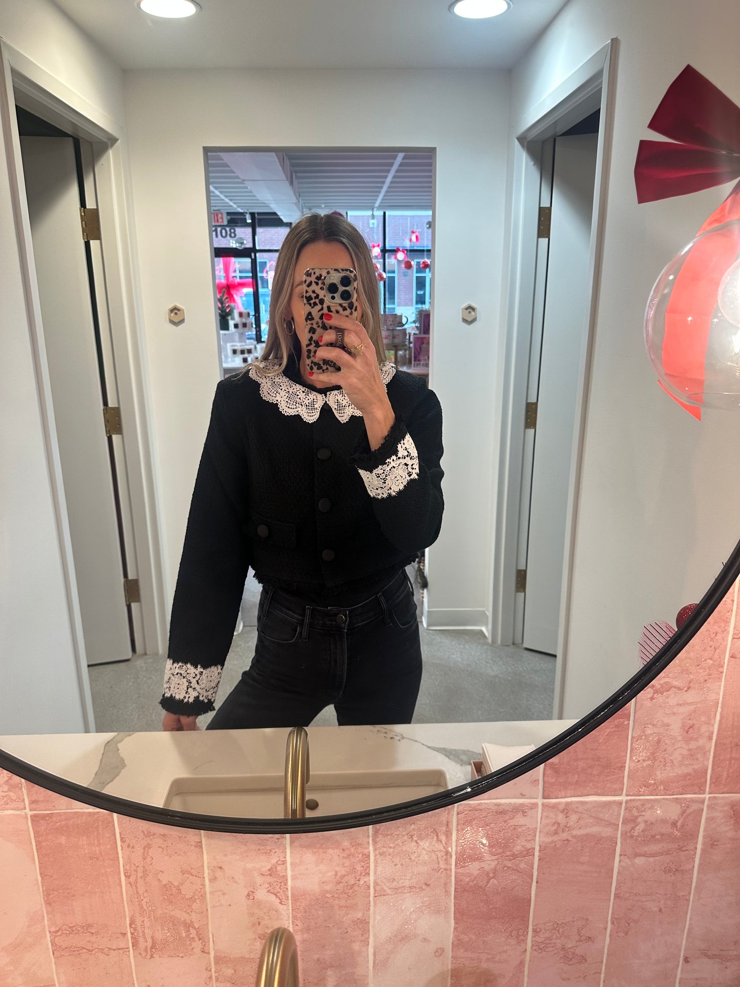 Lace Trim Tweed Jacket