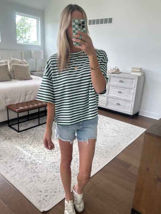 Oversized Boyfriend Tee- Green