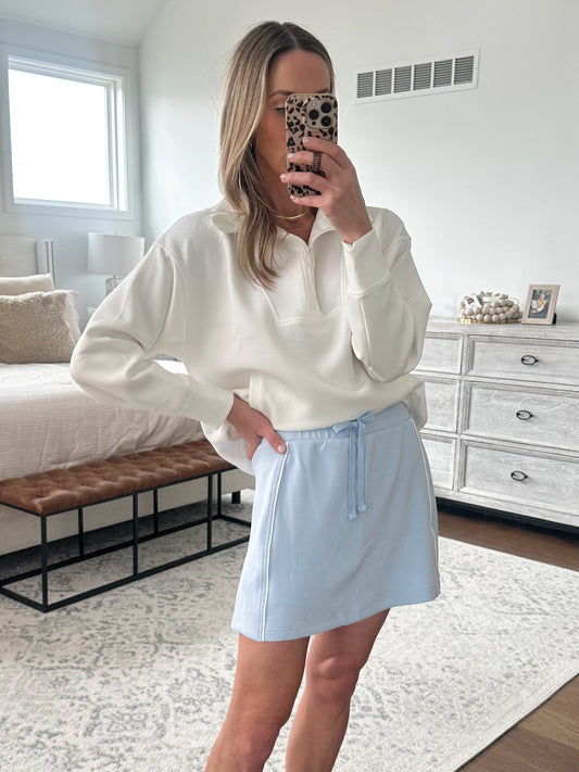 Quarter Zip Pullover- Cream