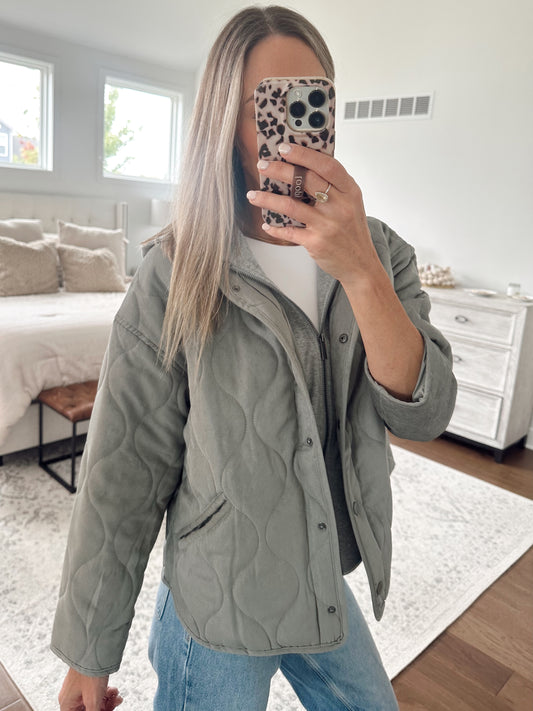 Olive Quilted Coat