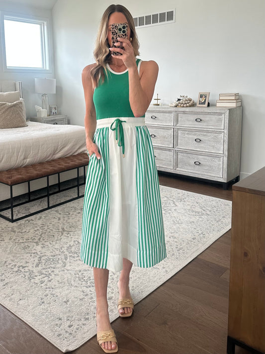 Green & Ivory Tank Dress
