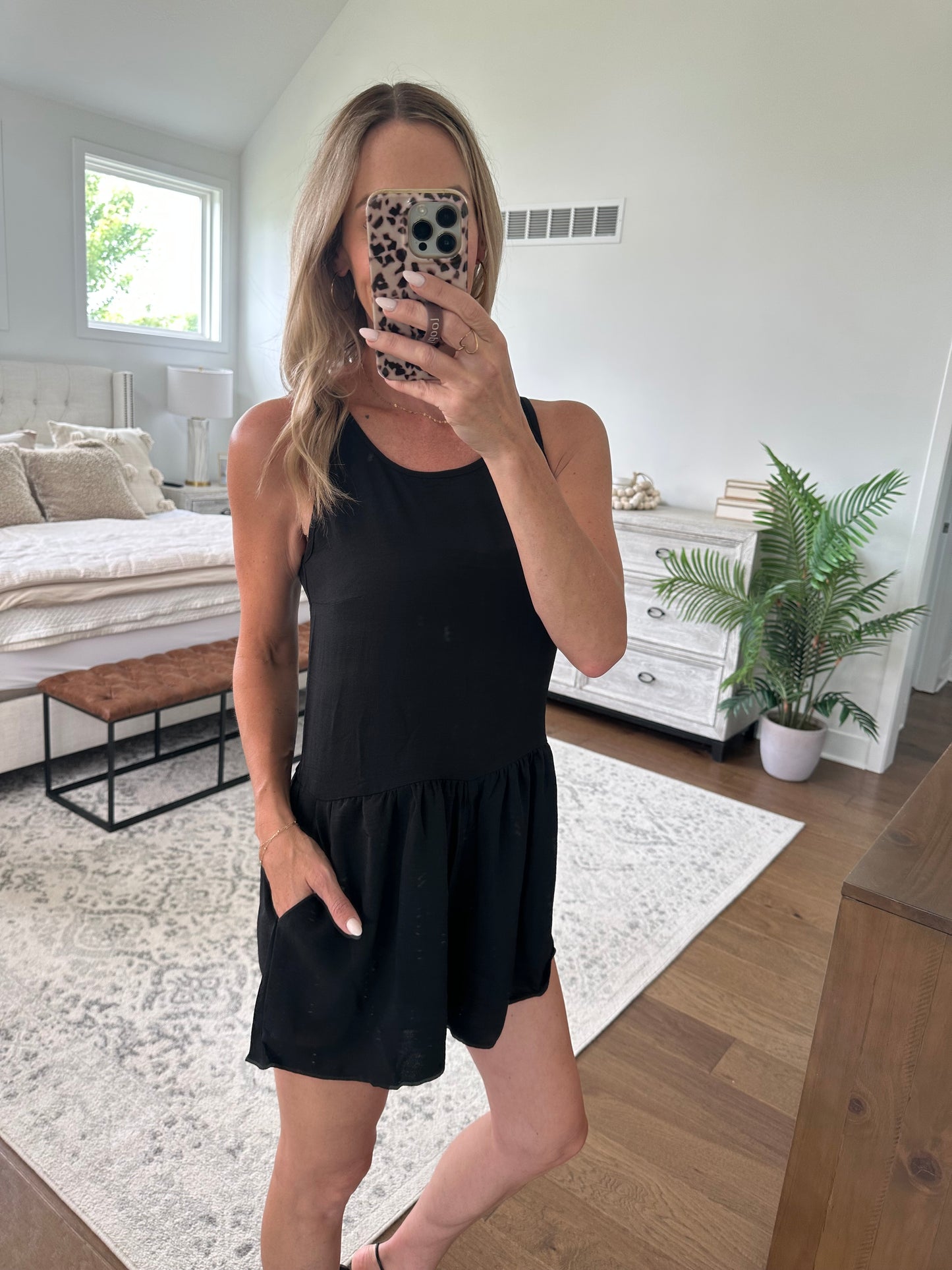 Bubble Hem Romper- Black