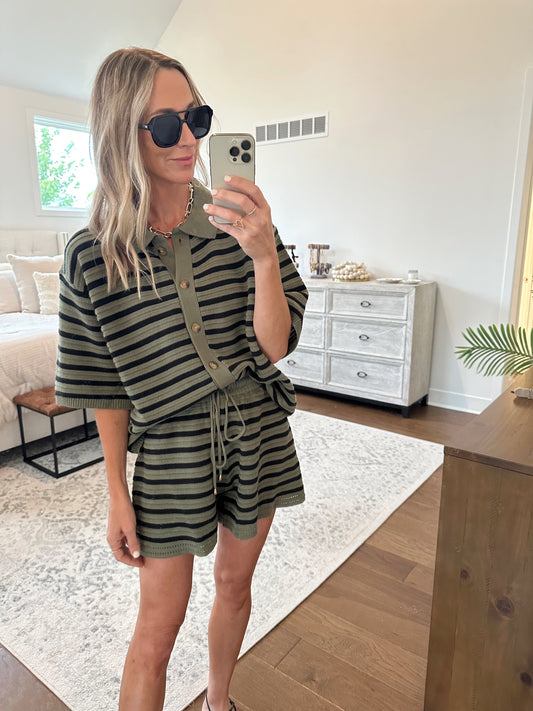 Olive Striped Set