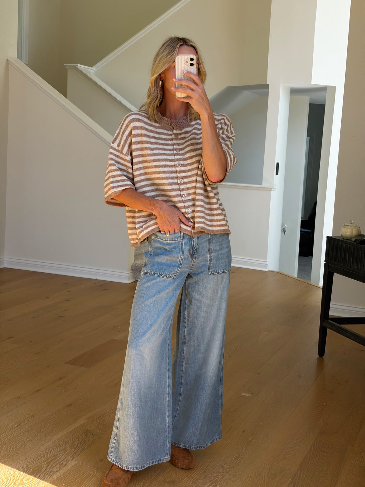 Mocha/Ivory Striped Cardi