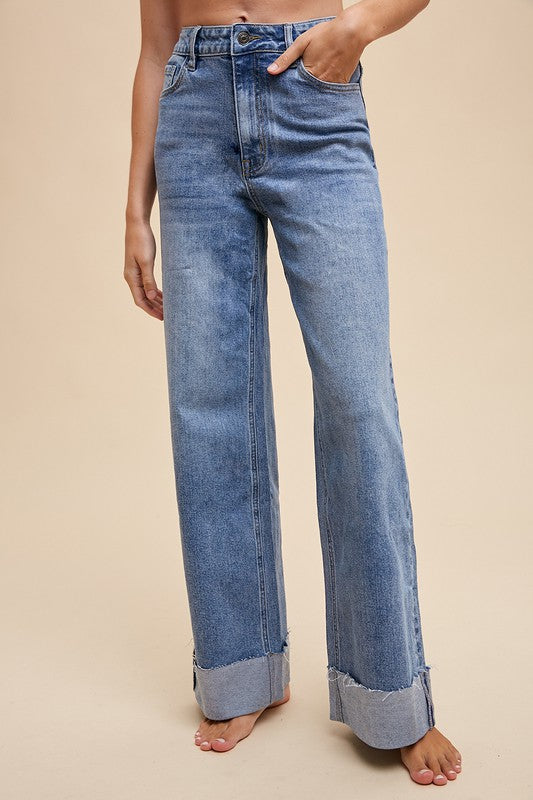 High Rise Cuffed Jeans