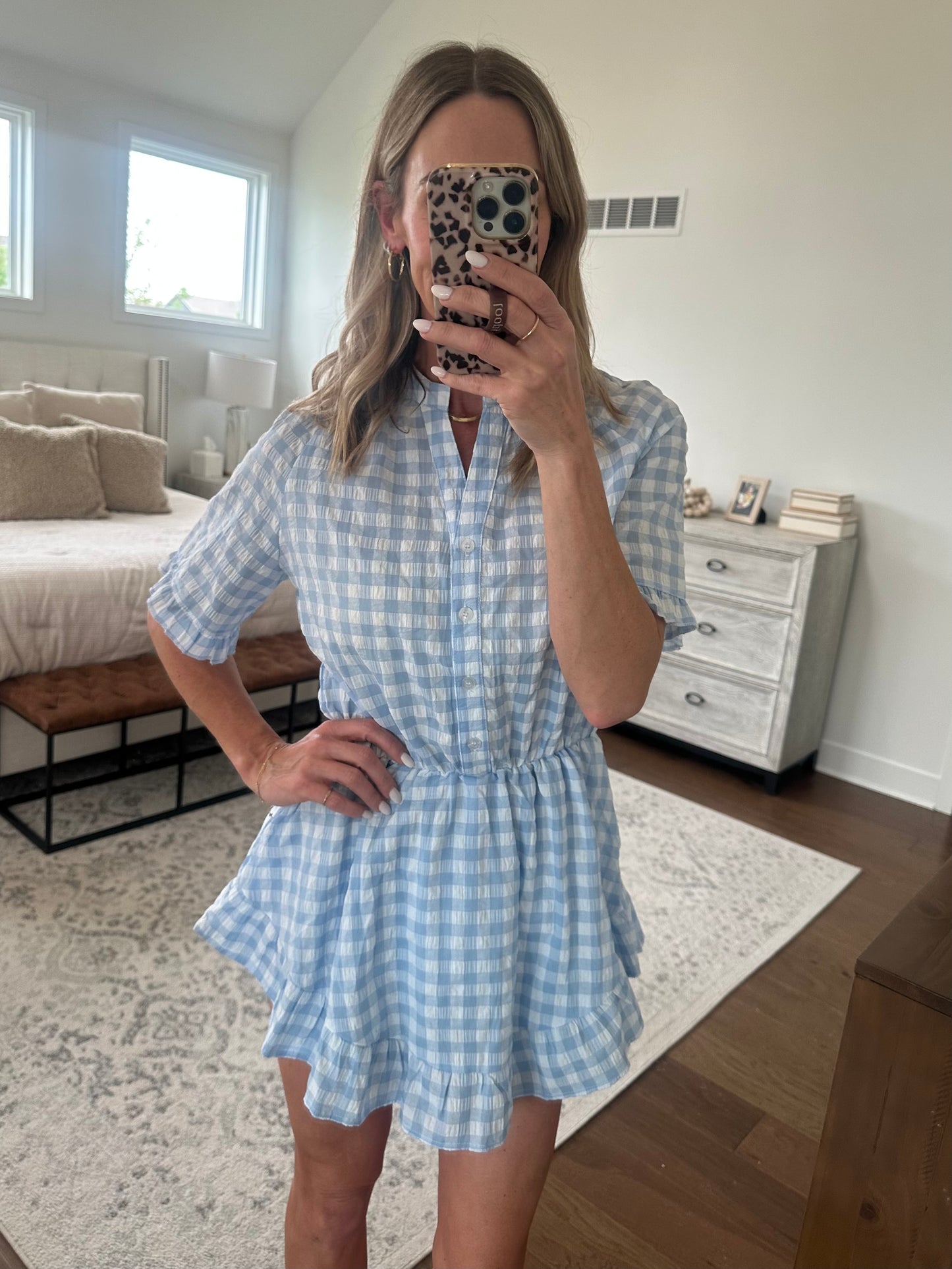 Blue Gingham Romper