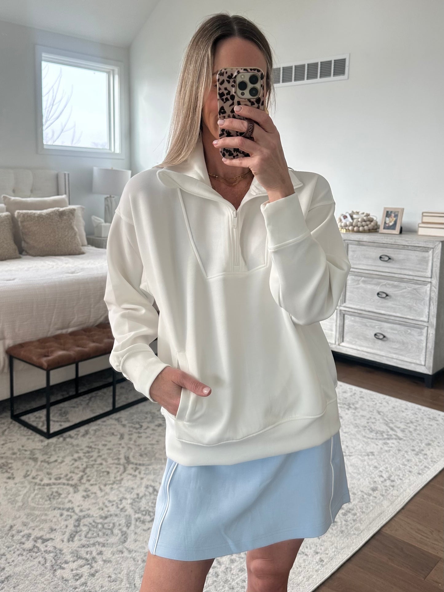 Quarter Zip Pullover- Cream