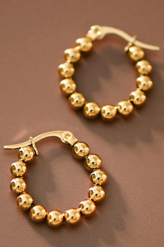 Gold Beaded Hoops