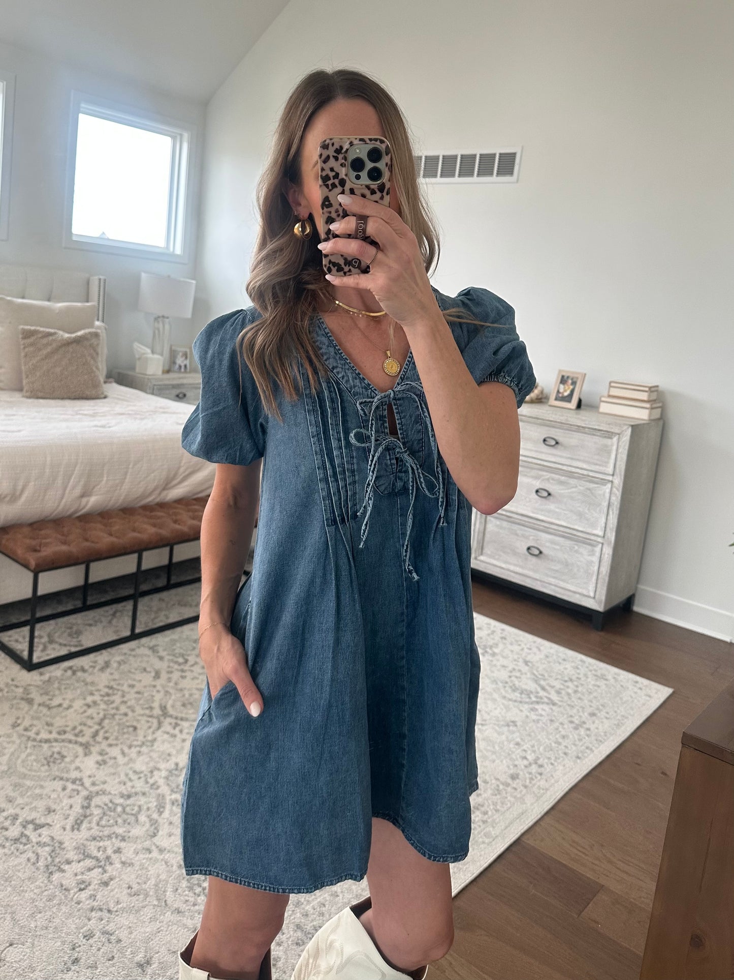 Denim Bow Dress