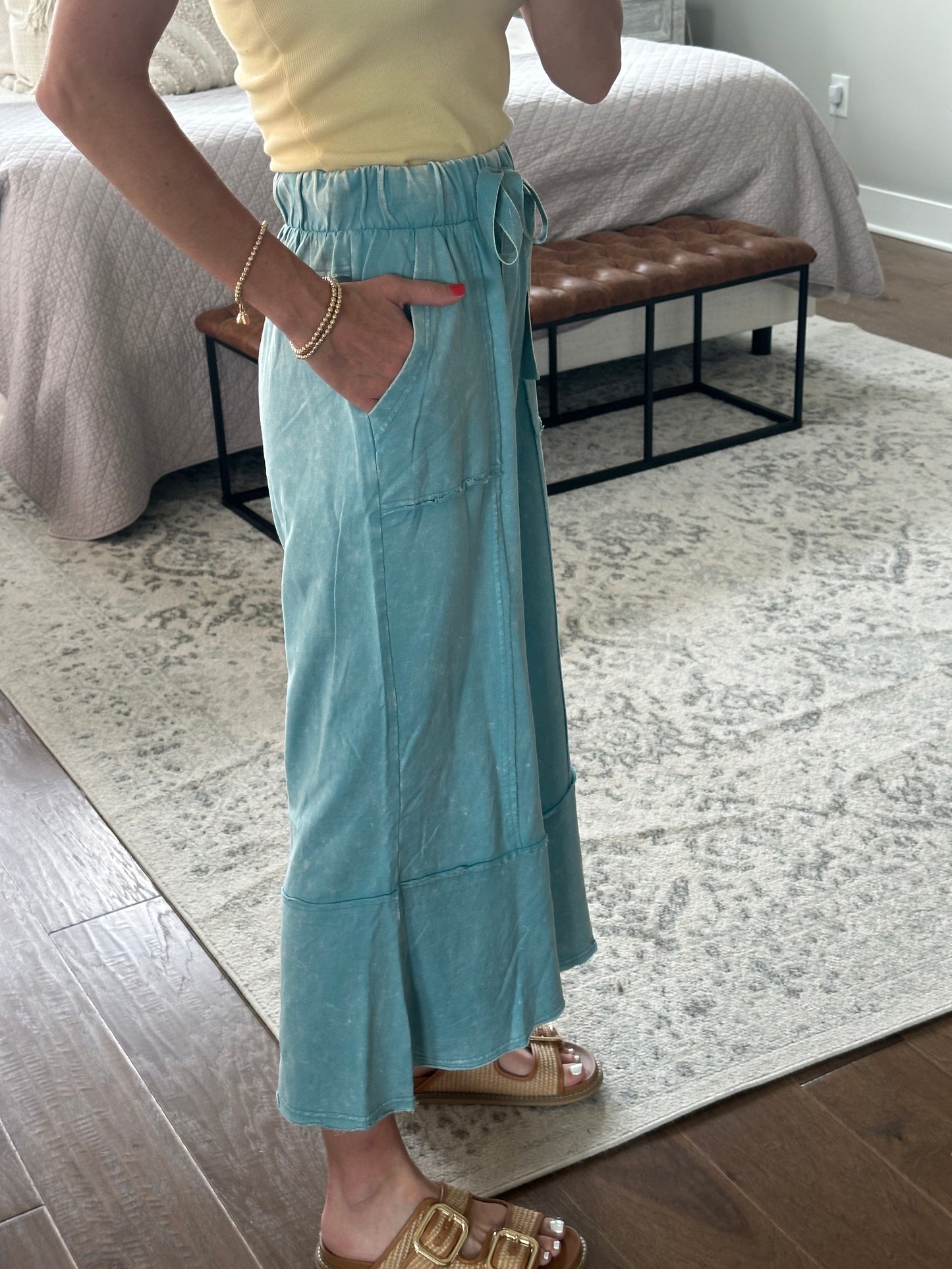 Flare Hem Pant- Blue
