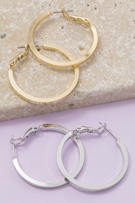 Flat Hoops- Gold