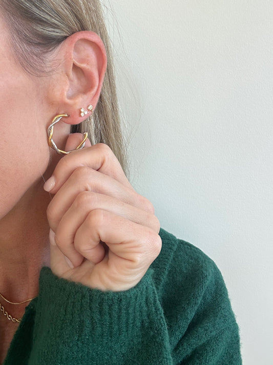 Silver/Gold Twist Hoops