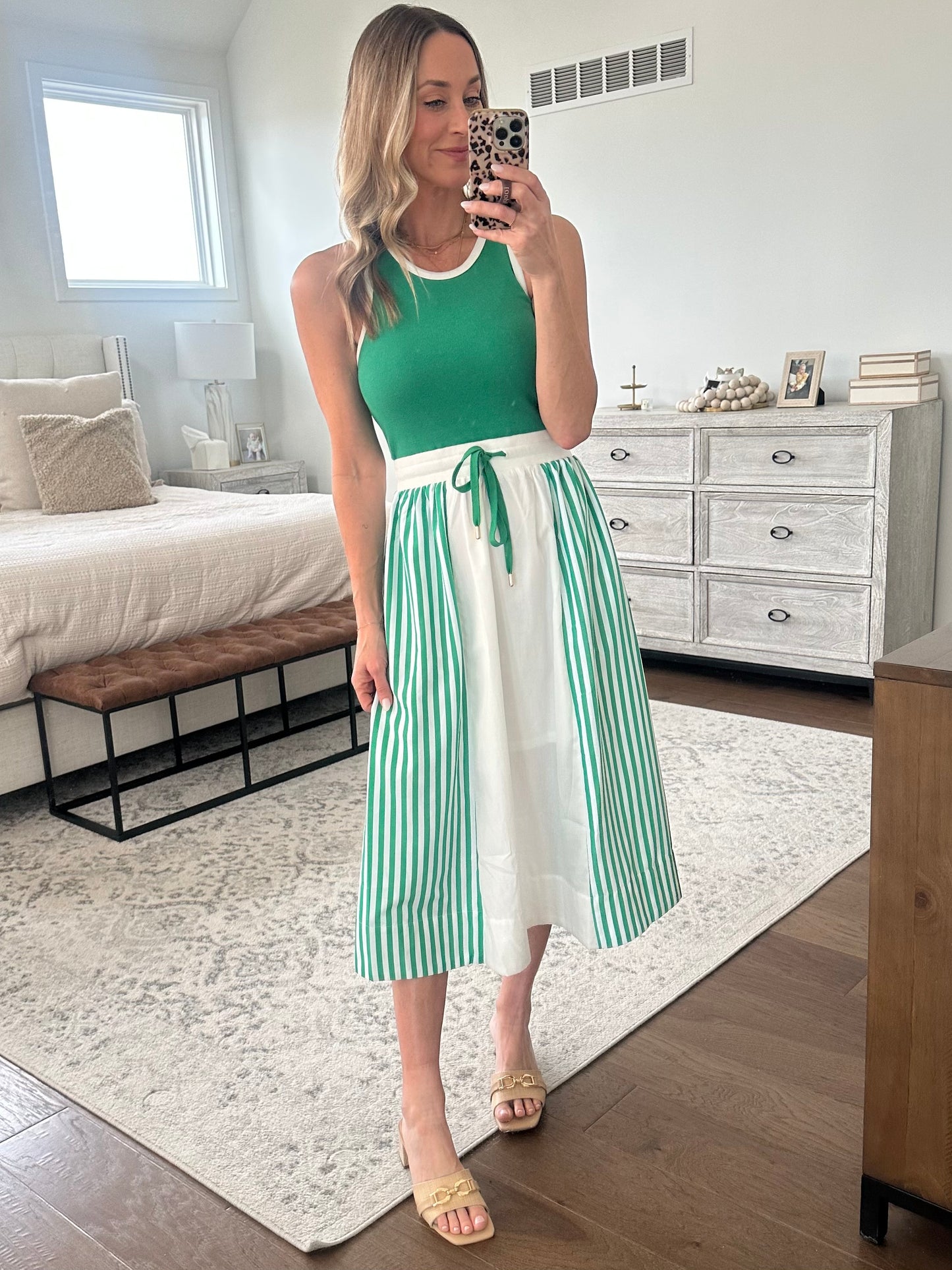 Green & Ivory Tank Dress