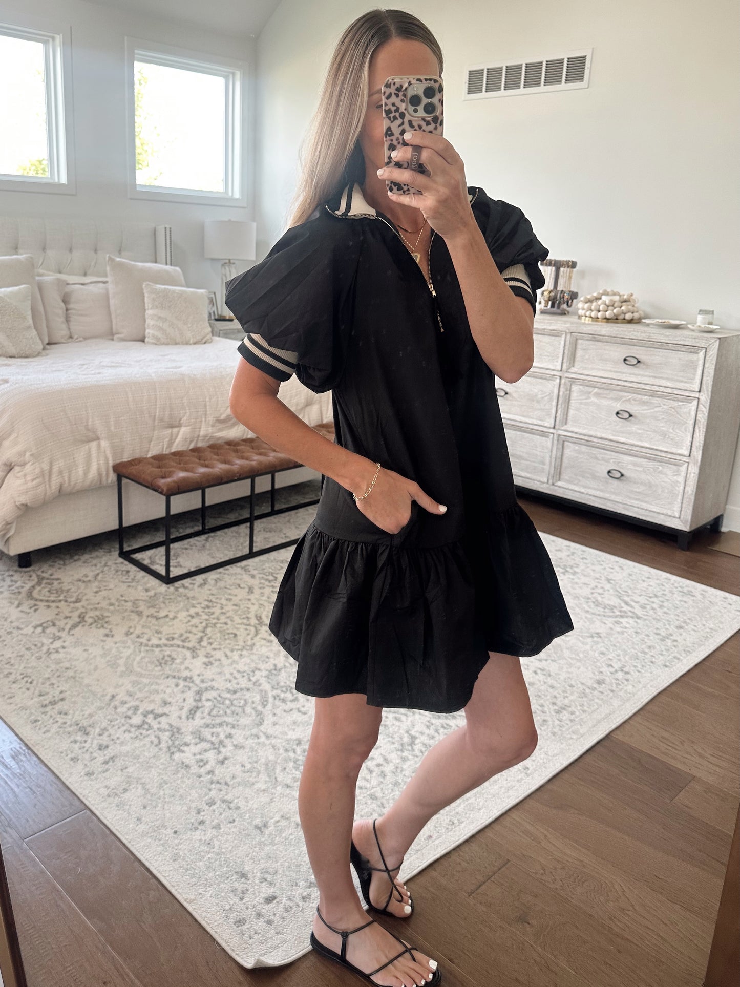 Black Ruffle Hem Dress