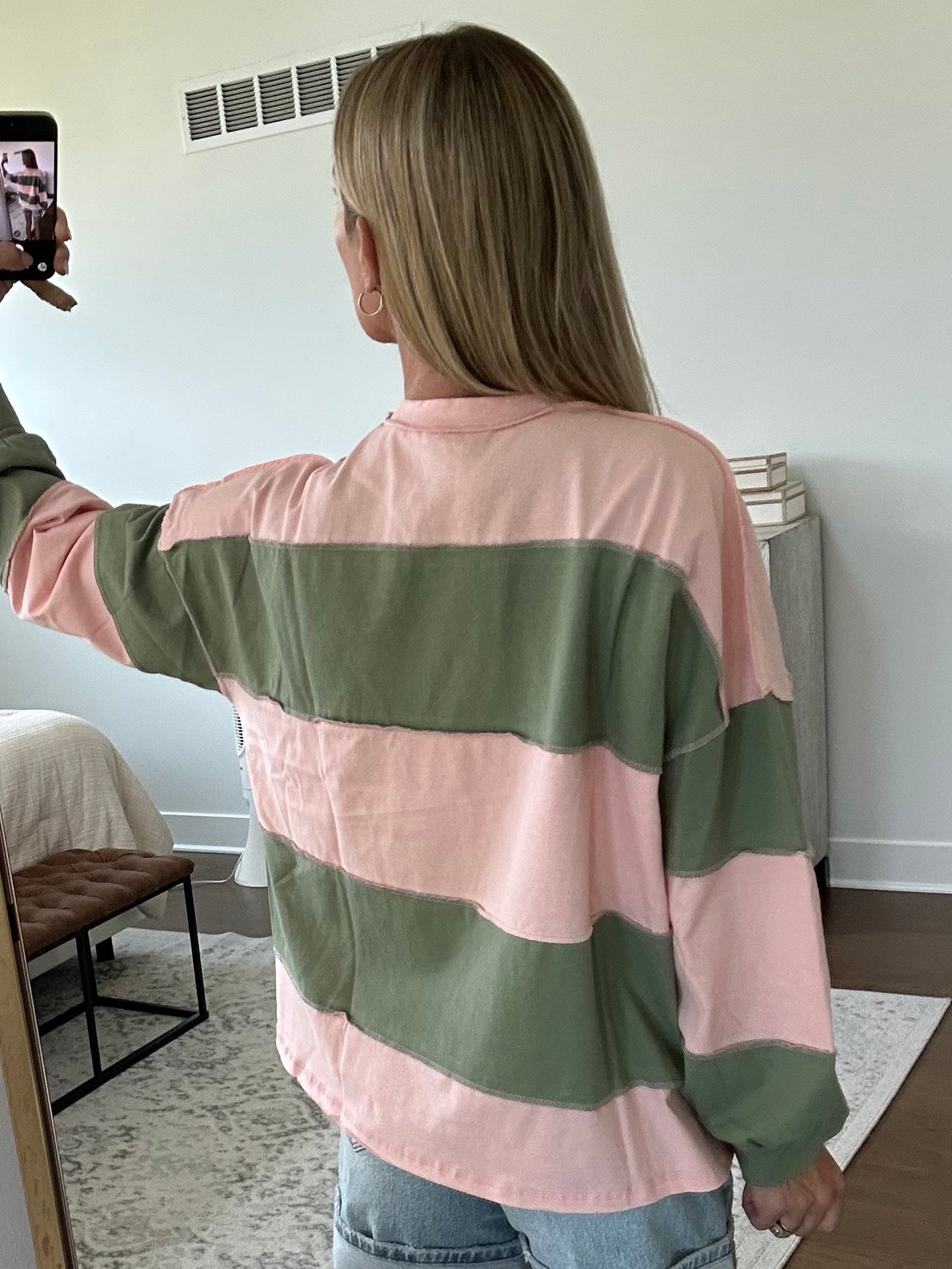 Contrast Pullover- Pink/Lime