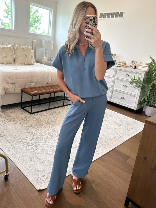 Straight Leg Lounge Pant- Blue