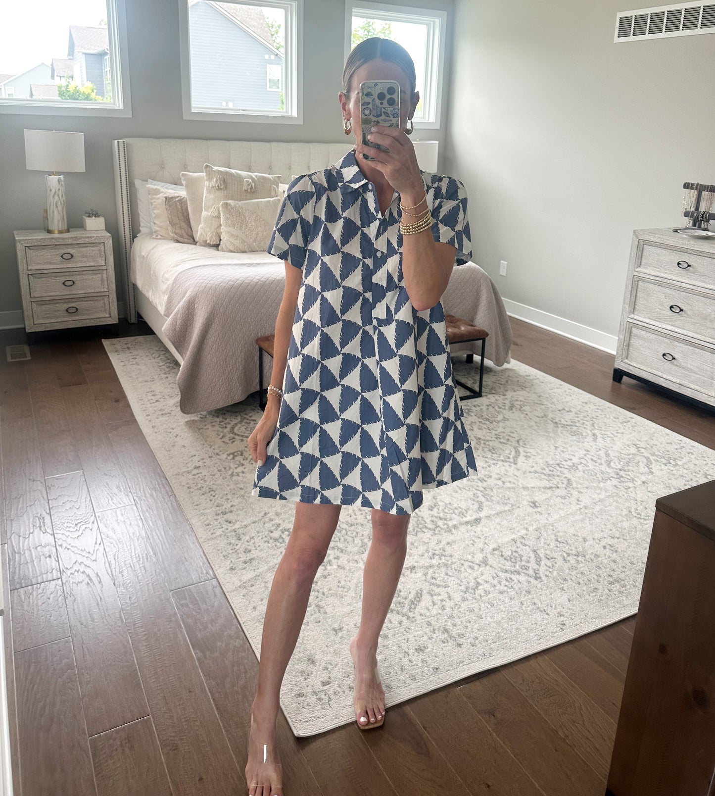 Blue Geo Mini Dress