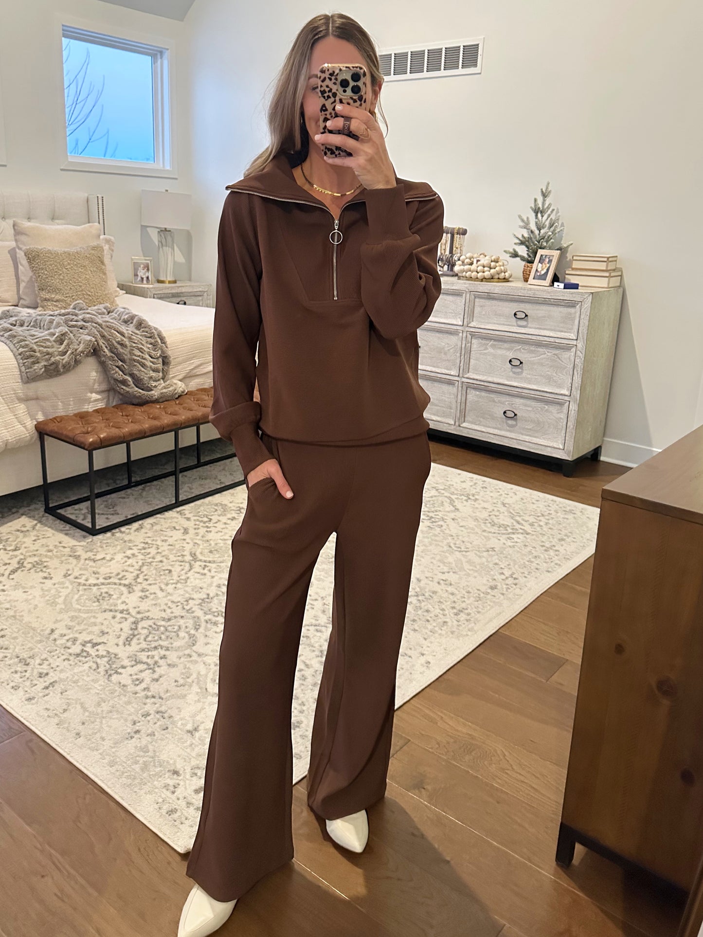 Half Zip Set - Brown