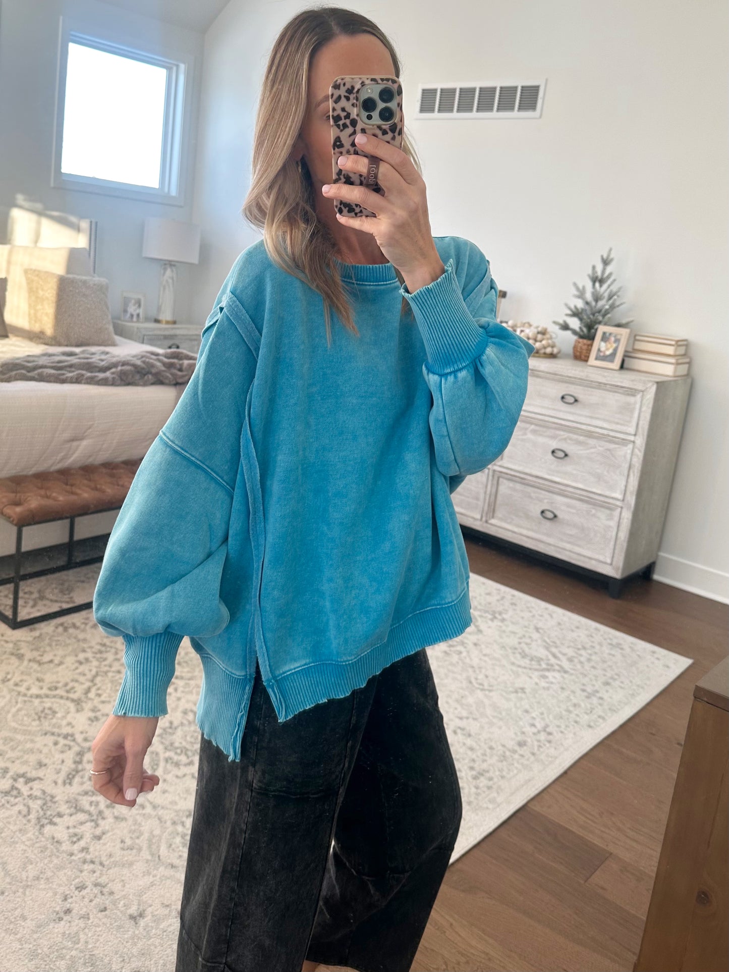 Oversized Sweatshirt- Blue