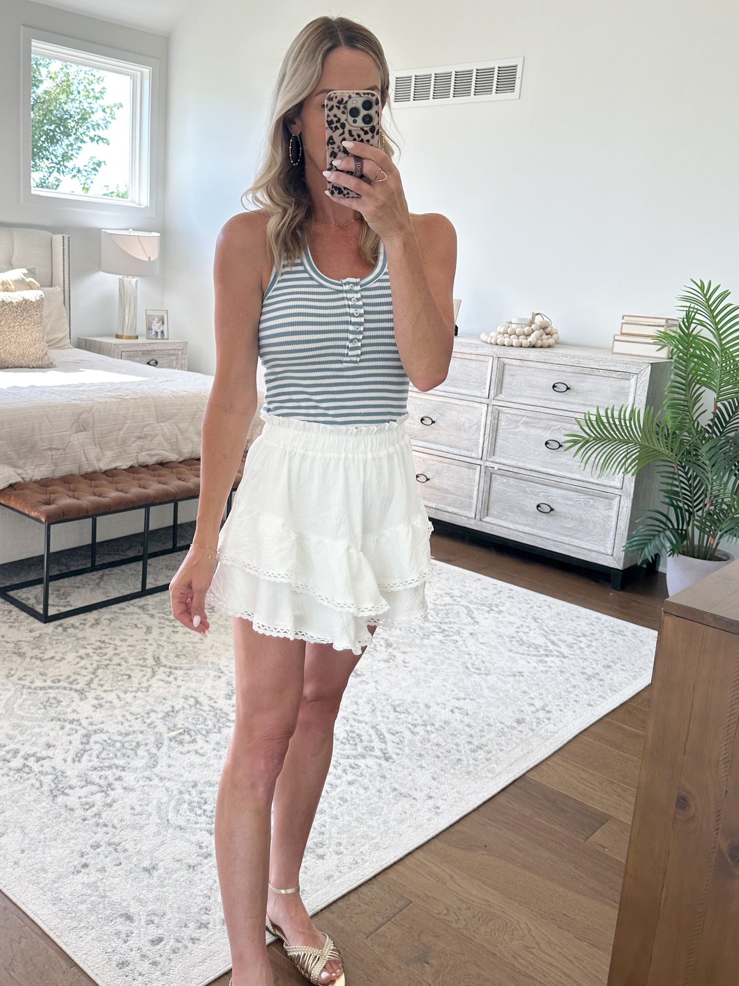 Knit Tank- Blue/White