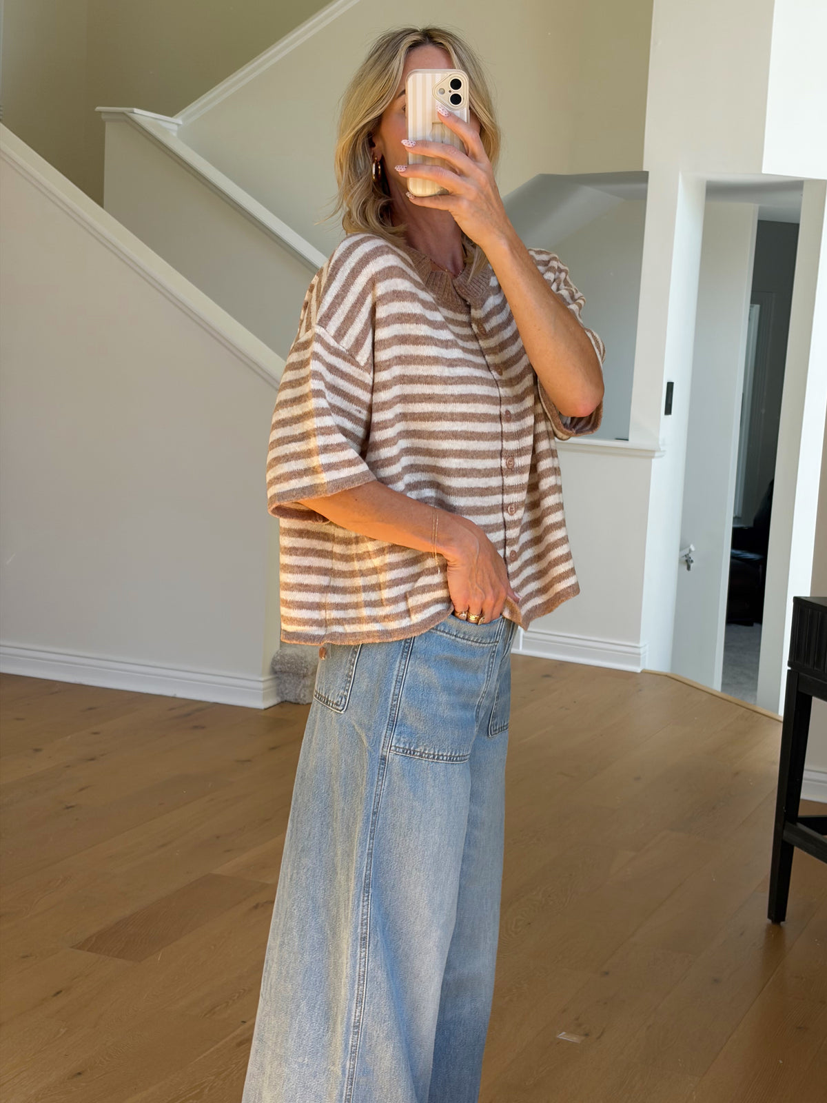 Mocha/Ivory Striped Cardi