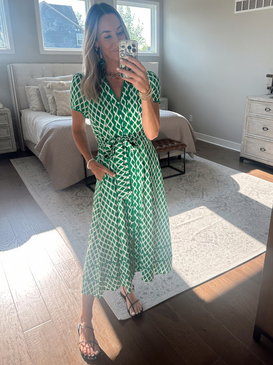Green Geo Print Maxi