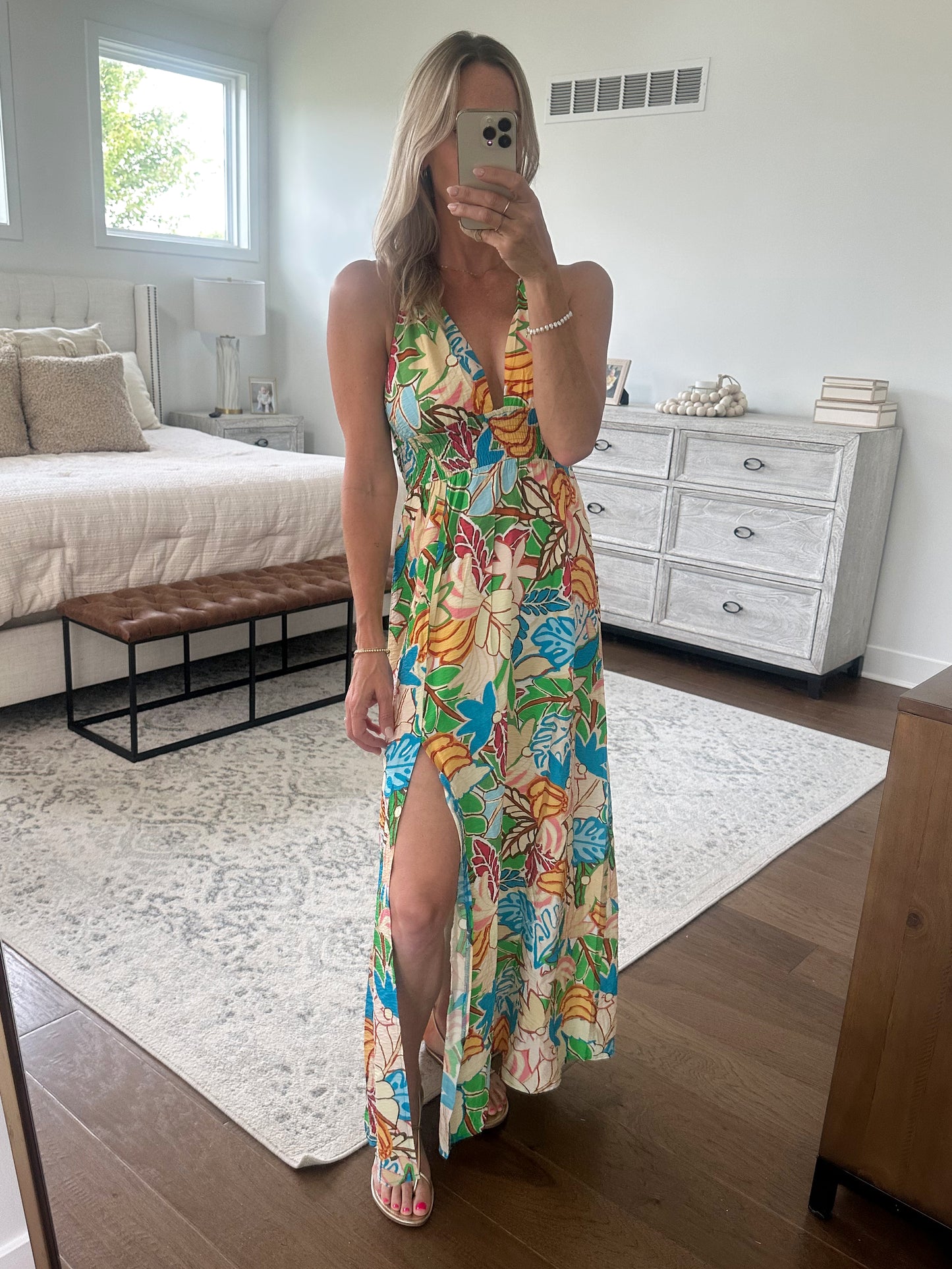 Green Tropical Printed Maxi