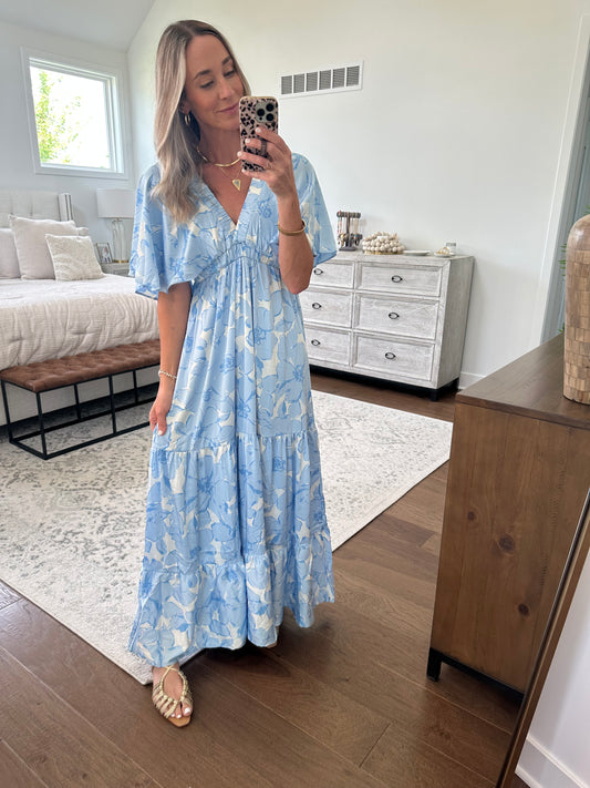 Light Blue Satin Maxi